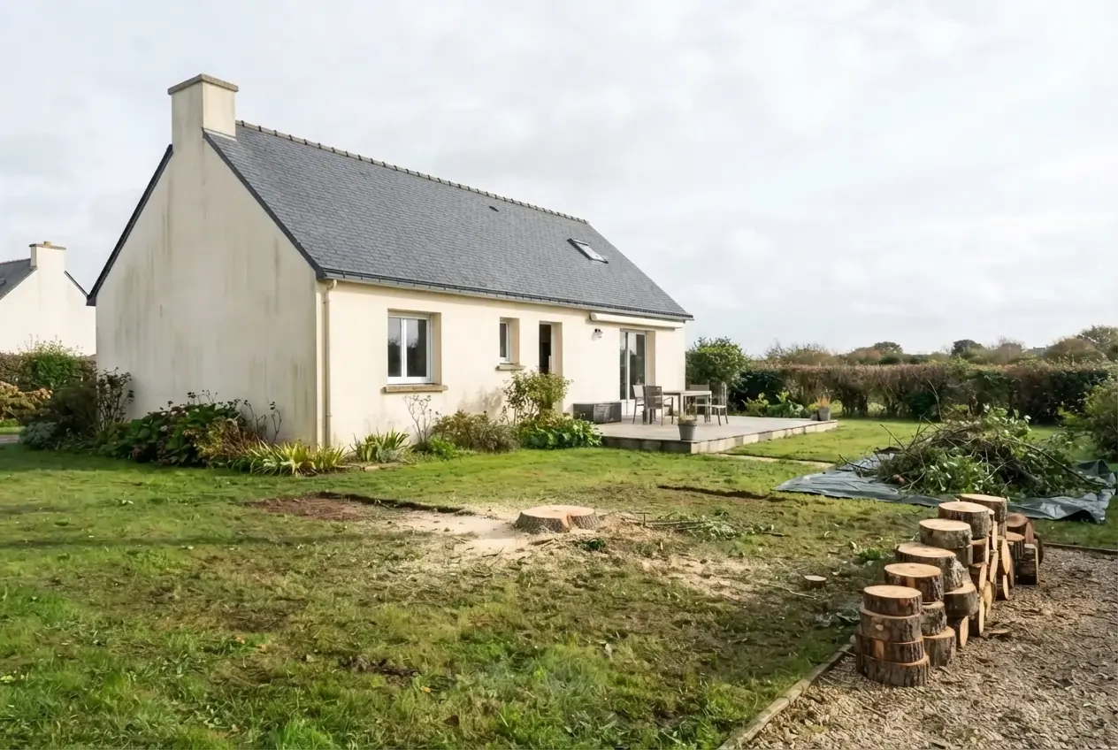 Jardin sécurisé après abattage contrôlé à Ploemeur