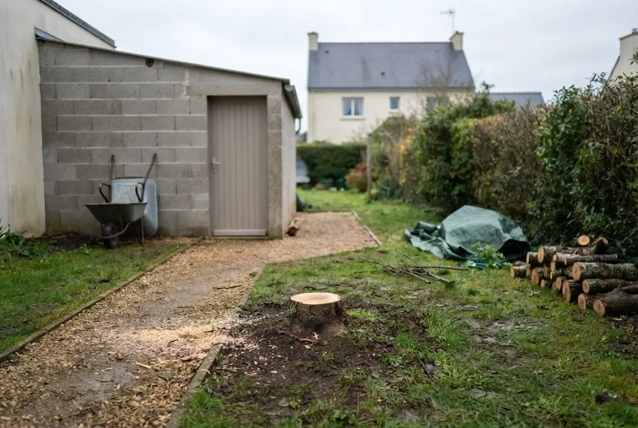 Allée propre après évacuation d'arbre à Quéven