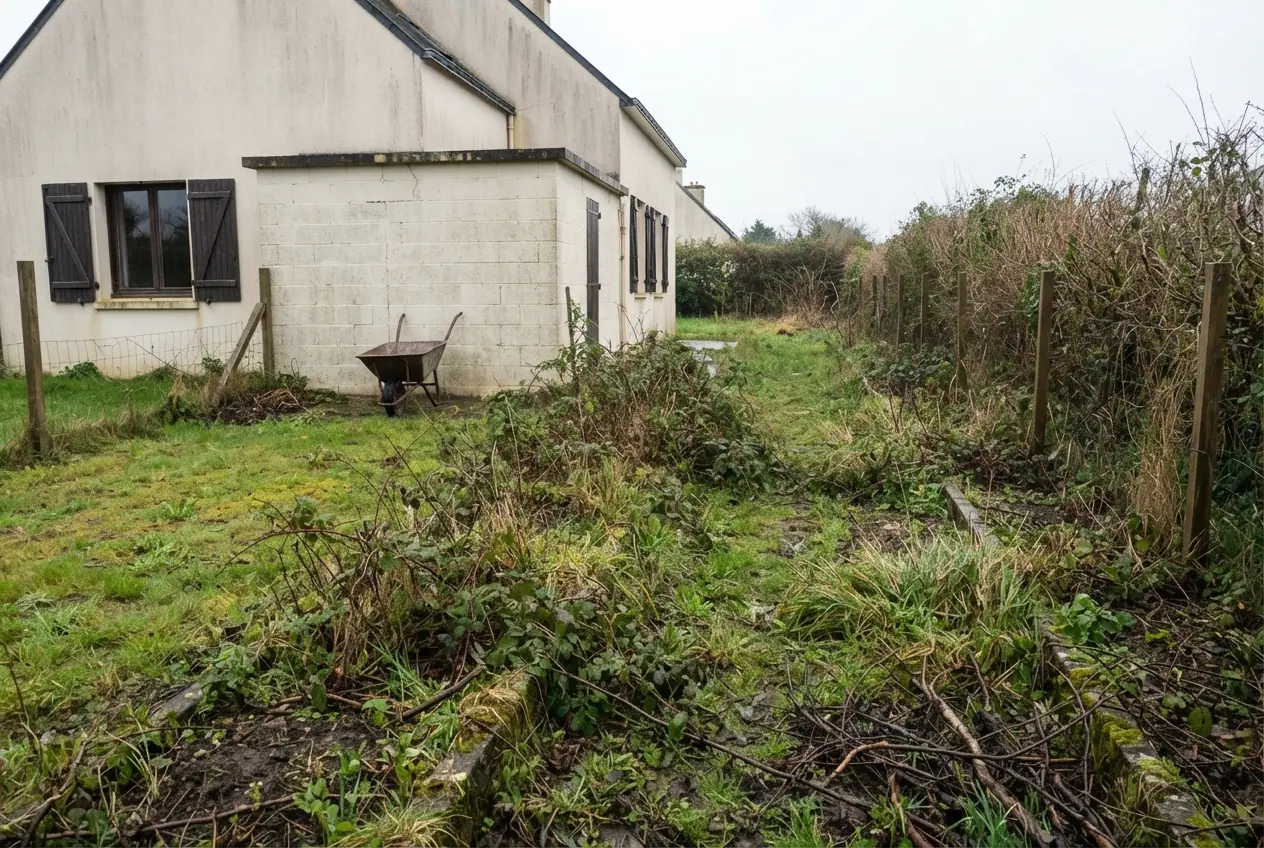 Parcelle en friche avant débroussaillage à Hennebont