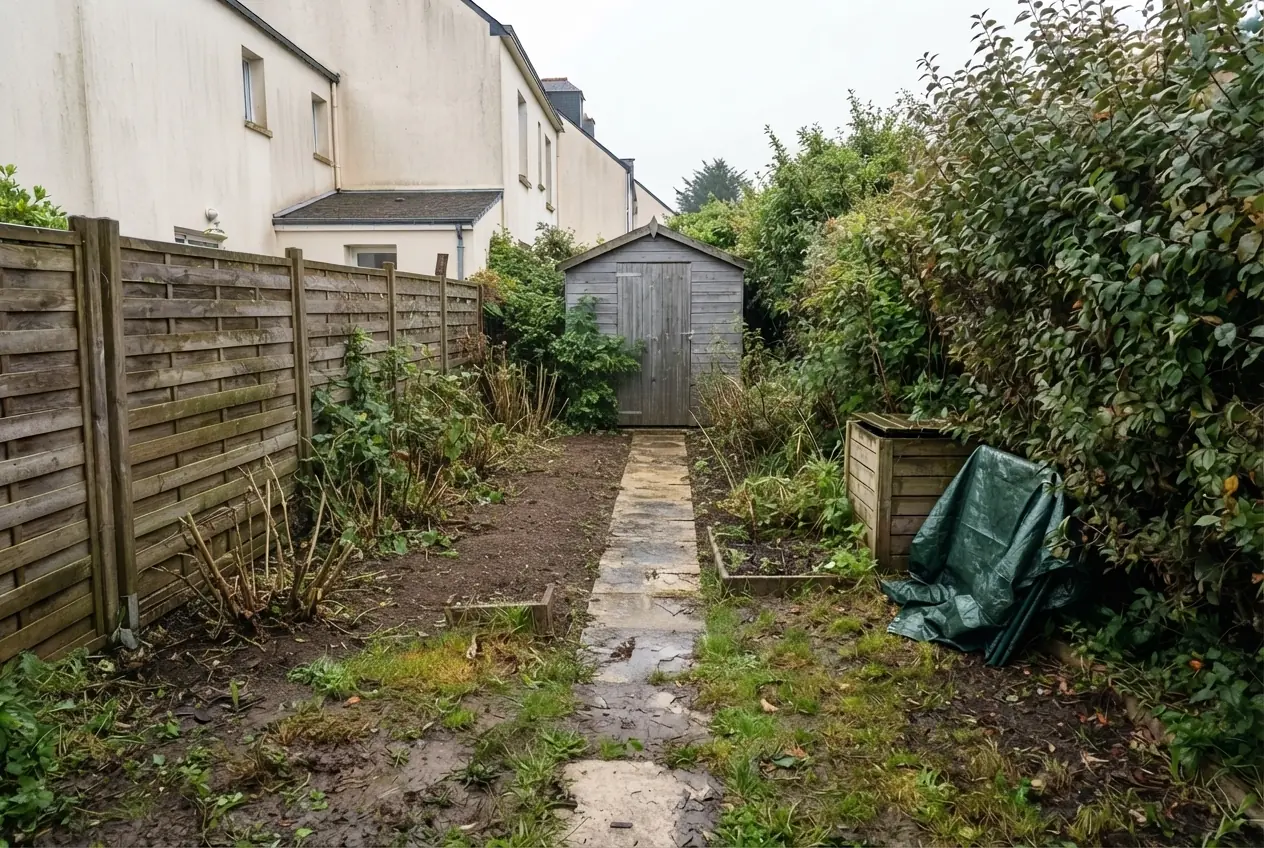 Jardin propre après débroussaillage à Lorient