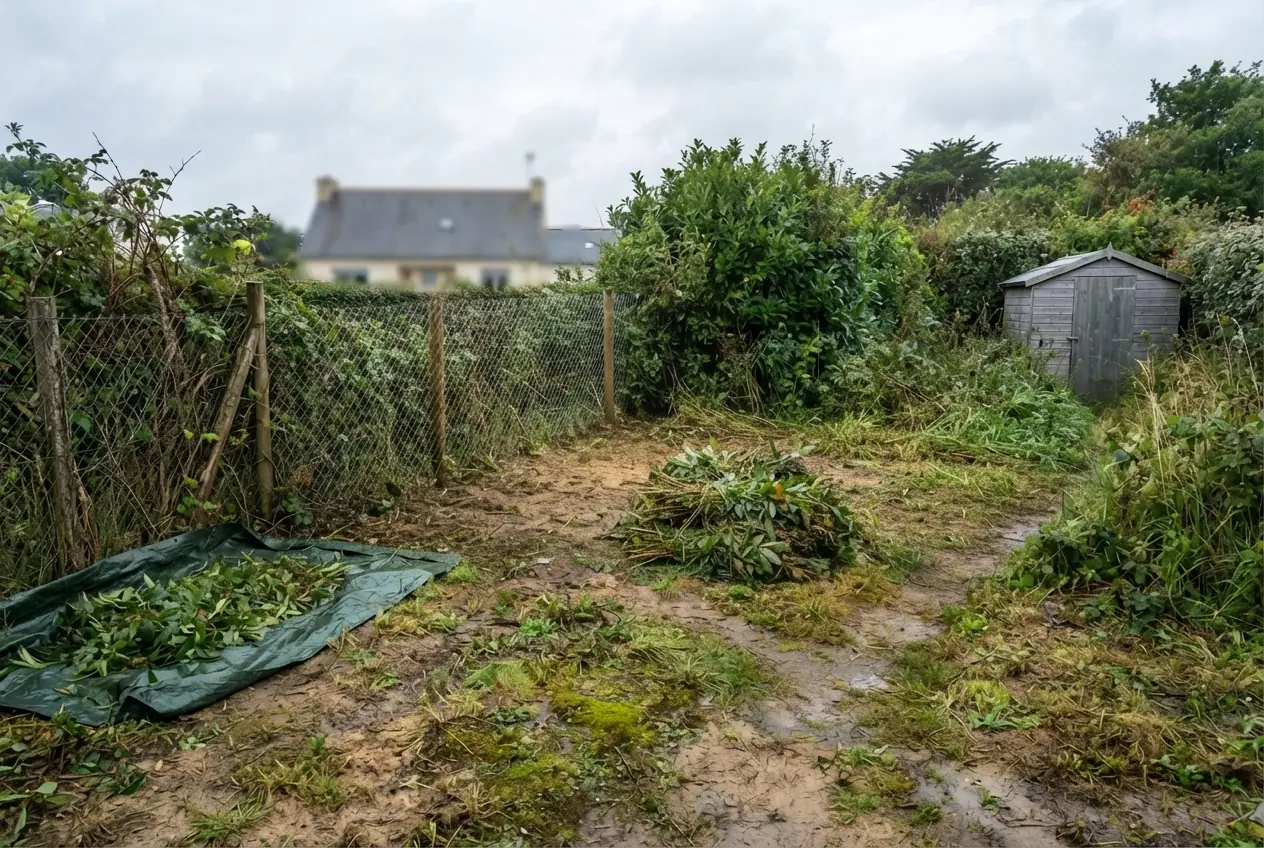 Terrain dégagé après débroussaillage à Ploemeur