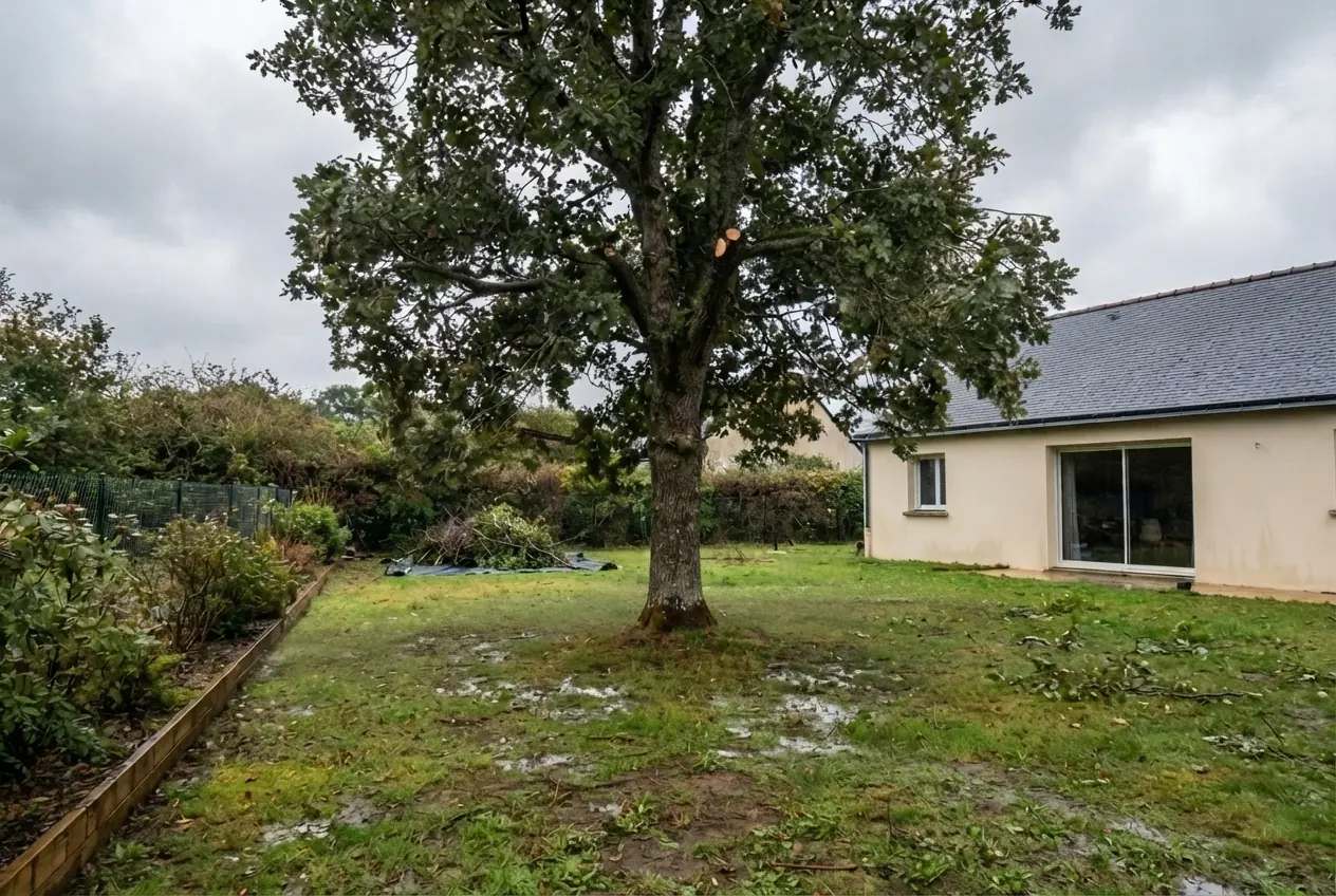 Arbre sécurisé après purge des branches à Caudan
