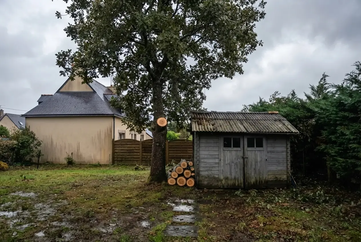 Arbre sécurisé après coupe d'urgence à Hennebont