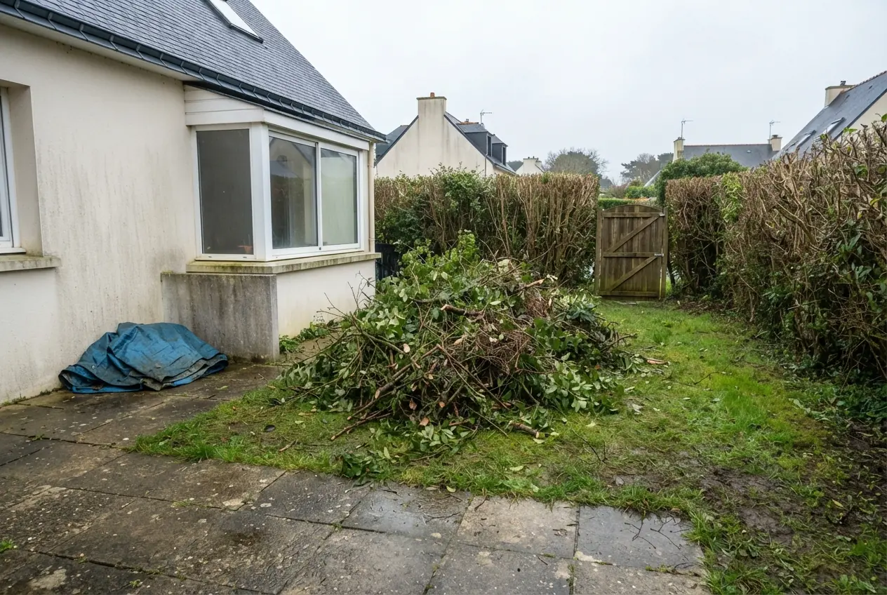 Tas de branches avant évacuation à Lorient